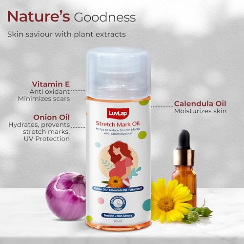 LuvLap Pregnancy Stretch Mark Oil - 80ml, Safe & Effective