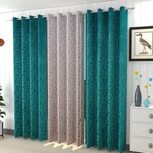 Luxurious Galaxy Suede Velvet Curtains - Aqua Gold, Set of 3