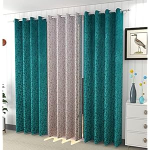 Galaxy-Home-Decor-Premium-Suede-Velvet-Room-Darkening-Curtains-for-Long-Door-8-Feet-Pack-of-3-Aqua-Gold-Aqua-Gold-Long-Door-8-Feet