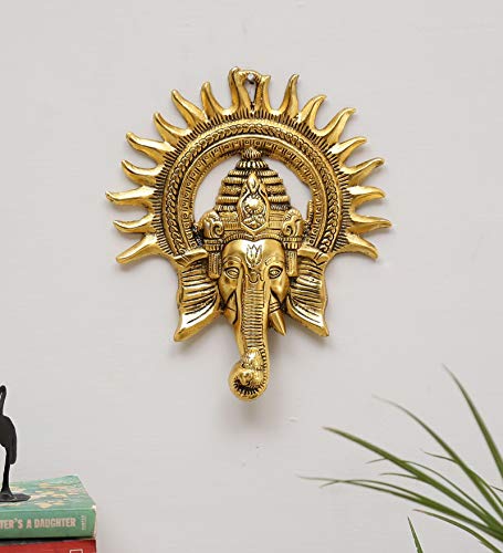 Metal Ganesh Statue for Feng Shui Wall Decor by KridayKraft