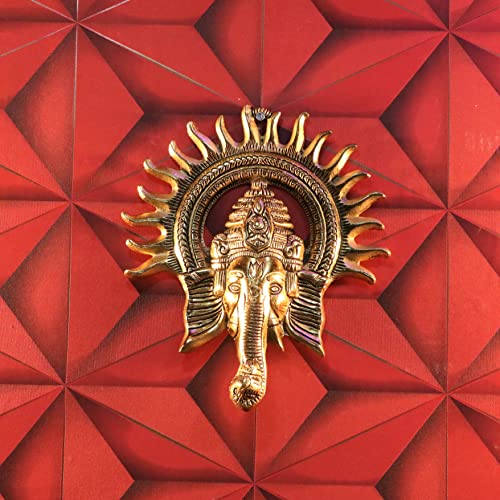 Metal Ganesh Statue for Feng Shui Wall Decor by KridayKraft