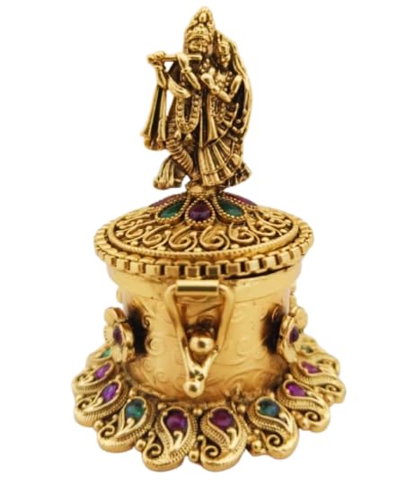 Metal Kumkum Box with Radhakrishna Design by Betterminds