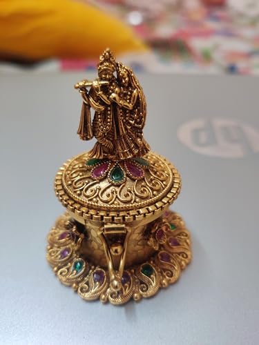 Metal Kumkum Box with Radhakrishna Design by Betterminds