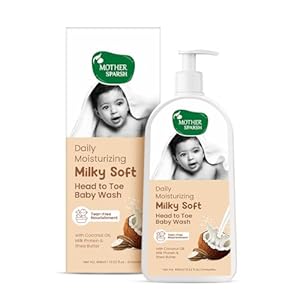 Mother-Sparsh-Milky-Soft-Head-to-Toe-Baby-Wash-Baby-Shampoo-400ml-with-Milk-Protein-Shea-Butter-Ph-balanced-Paraben-free-2-in-1-Natural-Baby-Body-Wash