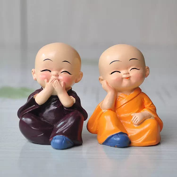 Mini Buddha Monk Set for Home Decor and Car Dashboard Gift