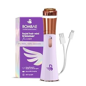 Bombae-Mini-Trimmer-for-Women-Facial-Hair-and-Eyebrows-Hypoallergenic-Lipstick-Sized-Facial-Hair-Remover-Peach-Fuzz-Chin-Sideburns
