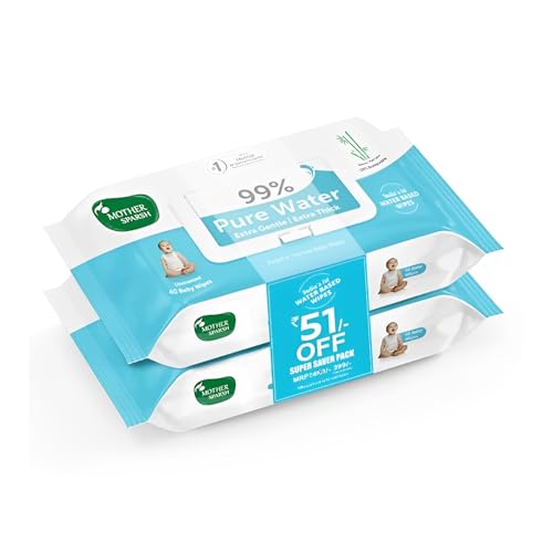 Mother Sparsh 99% Pure Water Baby Wipes Combo Pack - 80 Wipes