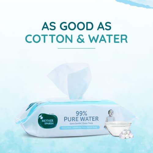 Mother Sparsh 99% Pure Water Baby Wipes Combo Pack - 80 Wipes