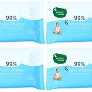 Mother Sparsh Baby Water Wipes, Unscented - 4 Packs