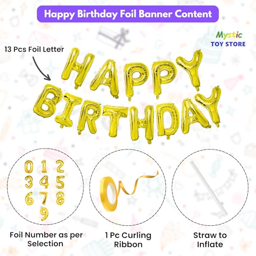 Mystic Gold Birthday Banner and Balloon Set for Celebrations