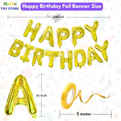 Mystic Gold Birthday Banner and Balloon Set for Celebrations
