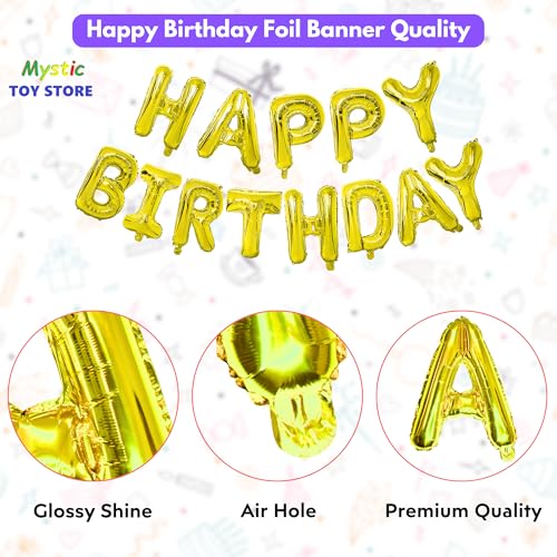 Mystic Gold Birthday Banner and Balloon Set for Celebrations