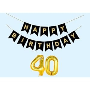 Mystic-Toy-Store-40th-Happy-Birthday-Decoration-Kit-Black-for-40-year-Old-Boys-Girls-Men-Women-with-Number-Forty-Party-Decorations-Decor-Celebration-Items-Item-Set-Combo-Reusable-Paper-Banner