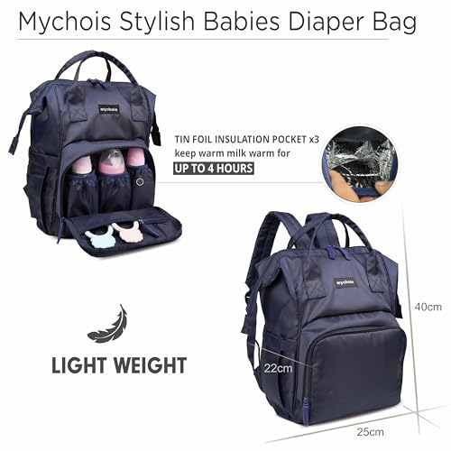 Navy Blue Diaper Bag for Moms by Mychois - Multipurpose