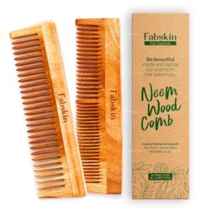 Neem Wooden Comb Set for Hair Growth - 2 Pieces