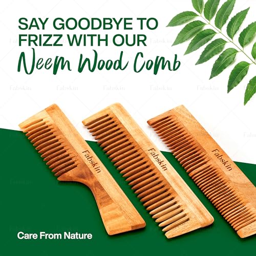Neem Wooden Comb Set for Hair Growth - 2 Pieces