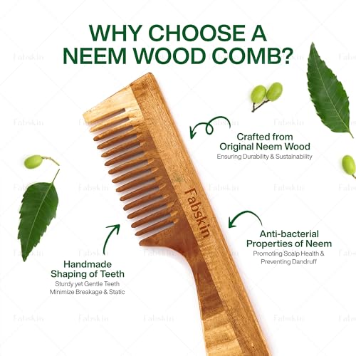 Neem Wooden Comb Set for Hair Growth - 2 Pieces