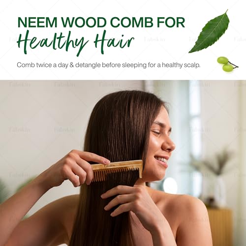 Neem Wooden Comb Set for Hair Growth - 2 Pieces