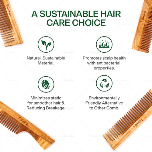 Neem Wooden Comb Set for Hair Growth - 2 Pieces