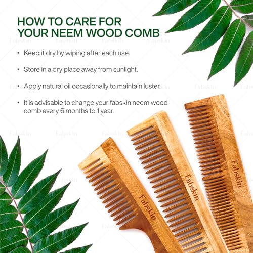 Neem Wooden Comb Set for Hair Growth - 2 Pieces