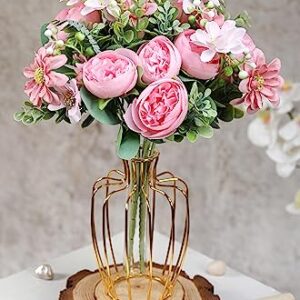 Pink Artificial Peony Rose Bouquet for Decor - Vase Not Included