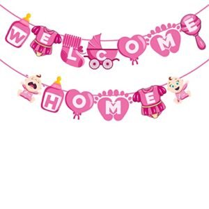 Pink Baby Girl Welcome Home Banner for Baby Shower by ZYOZIQUE