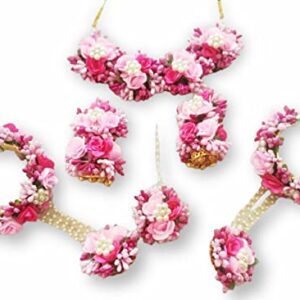 Pink Floral Haldi Mehndi Jewellery Set for Sanvatsar Wedding