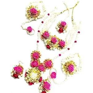 Sanvatsar-Home-Handmade-Jewellery-set-for-Haldi-Baby-Shower-Mehndi-Godbharai-Set-For-WomenGirls-Floral-Jewellery-Set-Jewellery-Gift-Pink