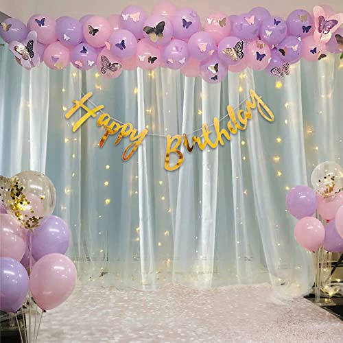 Purple Butterfly Birthday Kit - 80 Pieces for Party Decorations