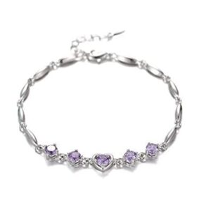 Purple Heart Charm Bracelet for Women by Nilu - Copper Silver