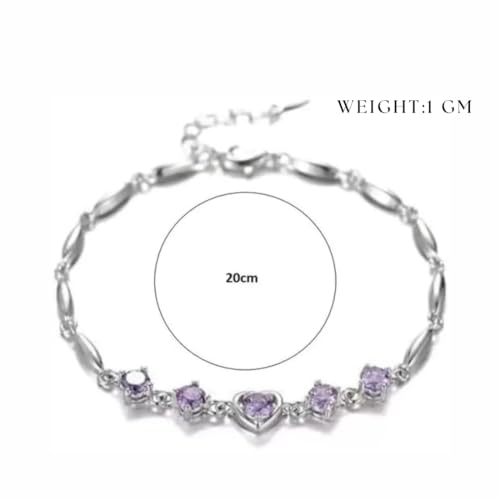 Purple Heart Charm Bracelet for Women by Nilu - Copper Silver