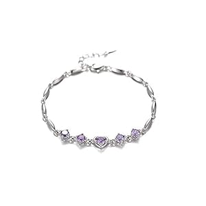 Nilus-Collection-Copper-Sterling-Silver-Plated-Heart-Shape-Designed-Charm-Bracelet-for-Women-Pack-of-1Purple