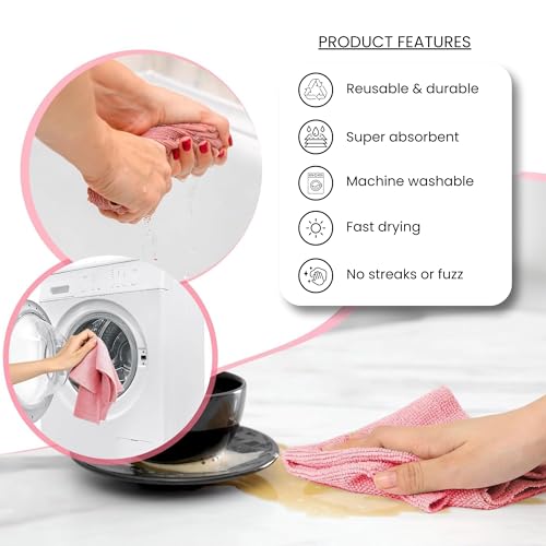 Reusable Microfiber Cleaning Wipes - 20 Pack for Home Essentials