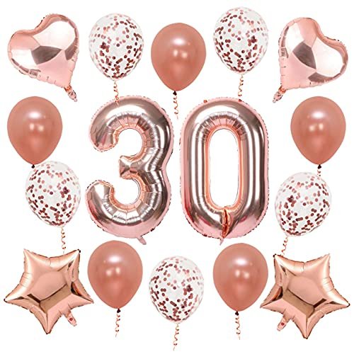 Rose Gold 30th Birthday Balloon and Decor Set for a Party