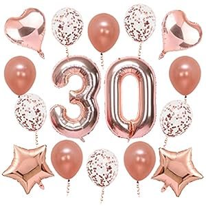 Party-Propz-30Th-Birthday-Decoration-Rose-Gold-30-Pcs-Number-Confetti-Star-Heart-Foil-Balloons-Metallic-Balloon-Combo-Set-Kit-30Th-Birthday-Decorations-30Th-Anniversary-Women-Wife-Girls
