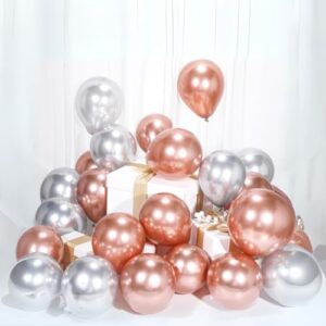 Rose Gold and Silver Chrome Balloons Set - 100pcs