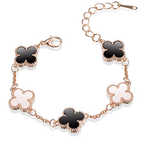Rose Gold Crystal Clover Bracelet - Elegant Women's Jewelry by Shining Diva