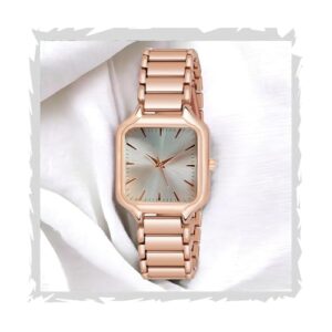 Rose Gold Square Dial Steel Watch for Women by STYLEDOSE