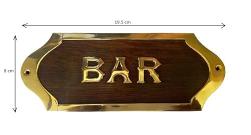 Rustic Wooden Bar Nameplate with Brass Inlay by Kartique
