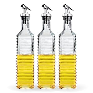 Amazon-Brand-Solimo-Oil-Dispenser-with-Spout-Leak-proof-Dust-proof-Messy-pour-free-Silica-Glass-Striped-Design-Set-of-3-500-ml-Transparent