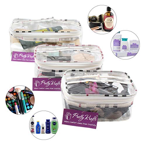 Set of 3 Transparent Multipurpose Pouches for Travel and Toiletries