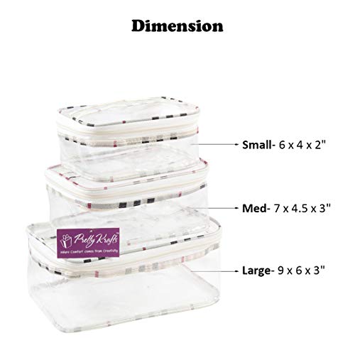 Set of 3 Transparent Multipurpose Pouches for Travel and Toiletries