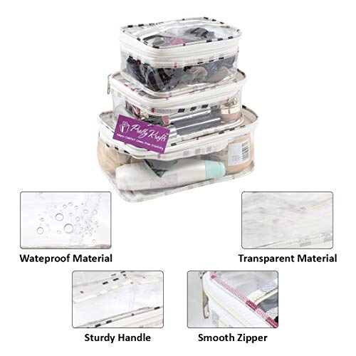 Set of 3 Transparent Multipurpose Pouches for Travel and Toiletries