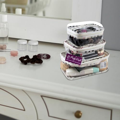 Set of 3 Transparent Multipurpose Pouches for Travel and Toiletries