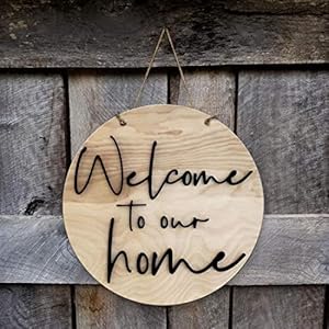 Shraddha-Saburi-Artwork-Round-Sign-Wood-Sign-Tin-Sign-Welcome-to-our-home-Door-Decor-Door-Decoration-Wall-Decoration-Wall-Decor-Door-Hanging-wall-hanging-welcome-sign-wall-art-105-x-105-Inch-Home-Deco