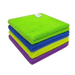 SOFTSPUN-Microfiber-Cleaning-Cloths-4pcs-40x40cms-340GSM-Multi-Colour-Highly-Absorbent-Lint-and-Streak-Free-Multi-Purpose-Wash-Cloth-for-Kitchen-Window-Stainless-Steel-Silverware