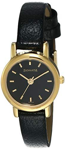 Sonata Women's Black Dial Analog Watch - NM8976YL Series