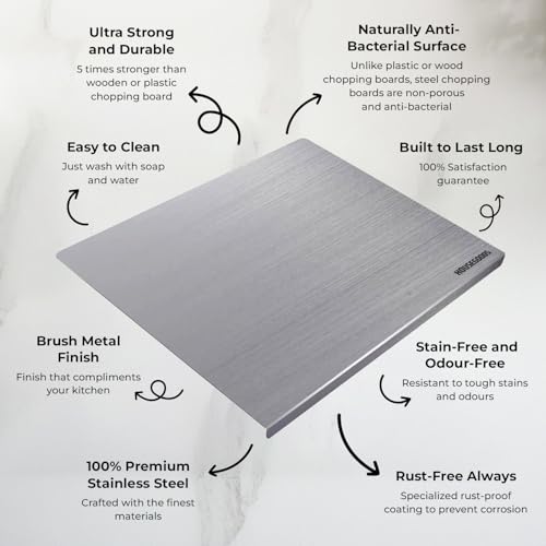 Stainless Steel Kitchen Cutting Board - 41x31cm Dimensions