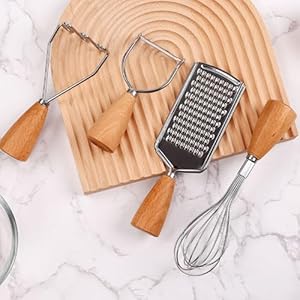 HomeEssentials-Stainless-Steel-Kitchen-Gadget-Set-Whisker-for-Kitchen-Grater-Stainless-Steel-Potato-Masher-Vegetable-Peeler-Wooden-Handles-Essential-Kitchen-Tools-Set-of-4