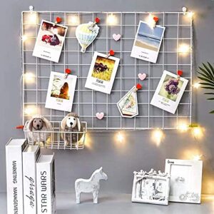 Steel Grid Photo Frame with 10 Wooden Clips for Creative Displays
